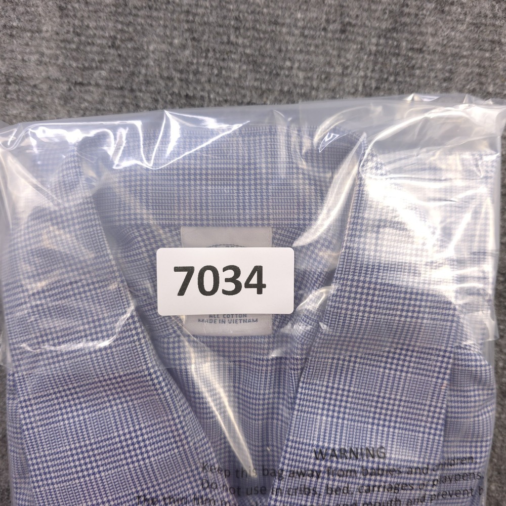 Brooks Brothers Dress Shirt 17.5 2/3 Regent Non Iron Blue Houndstooth Spread - Picture 9 of 9